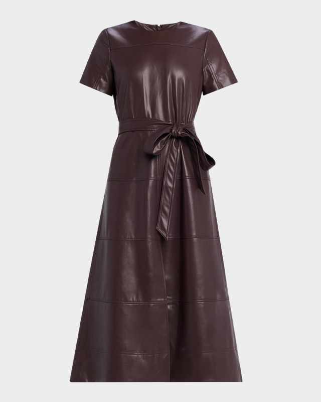 Ella Faux Leather Midi Dress